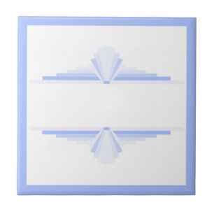 Art deco elements in soft cornflower blue ceramic tile