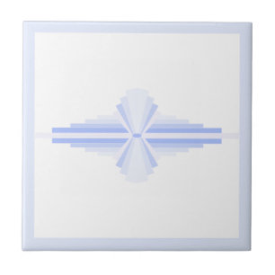 Art deco elements in soft cornflower blue ceramic tile