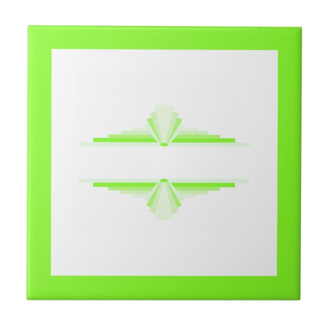 Art deco elements in soft green & lime ceramic tile (Front)