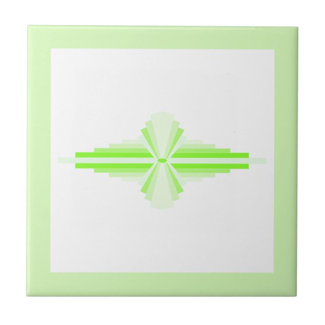 Art deco elements in soft green & lime ceramic tile (Front)