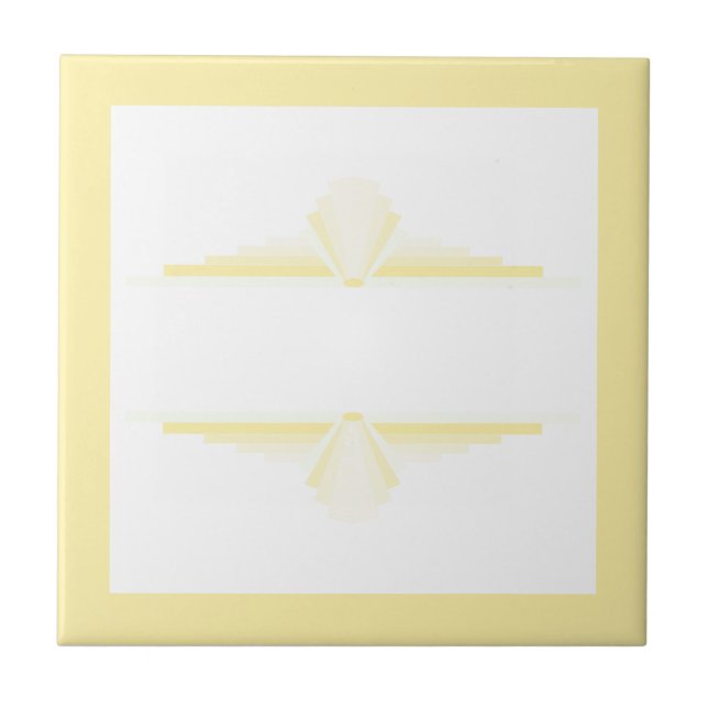 Art deco elements in soft yellow & cream ceramic tile (Front)