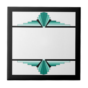Art deco elements in teal green and black ceramic tile