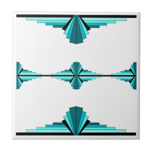Art deco elements in teal green ceramic tile