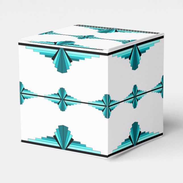 Art deco elements in teal green favor boxes (Front Side)
