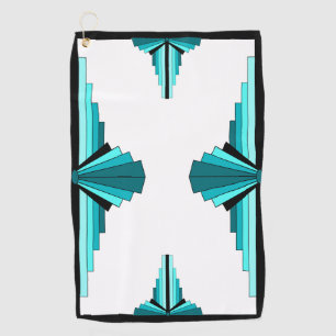 Art deco elements in teal green Golf Towel