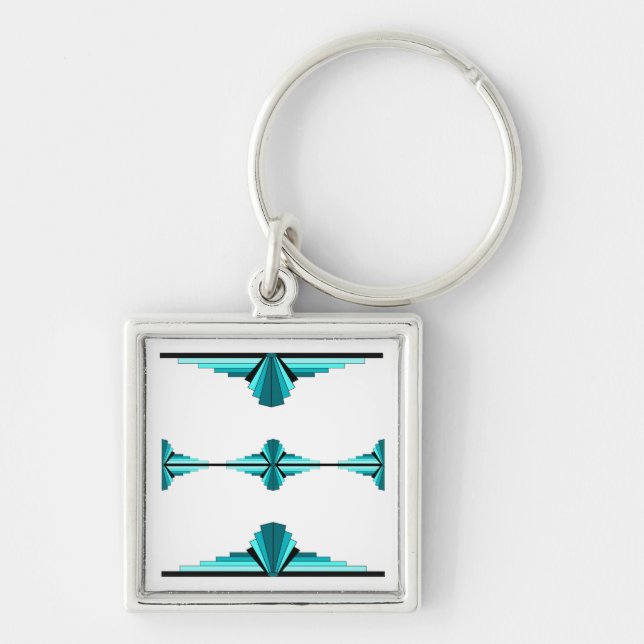 Art deco elements in teal green keychain (Front)