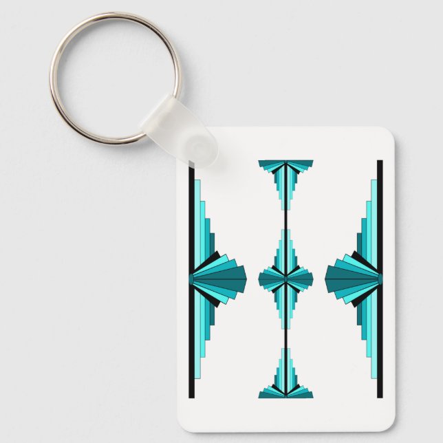 Art deco elements in teal green keychain (Front)