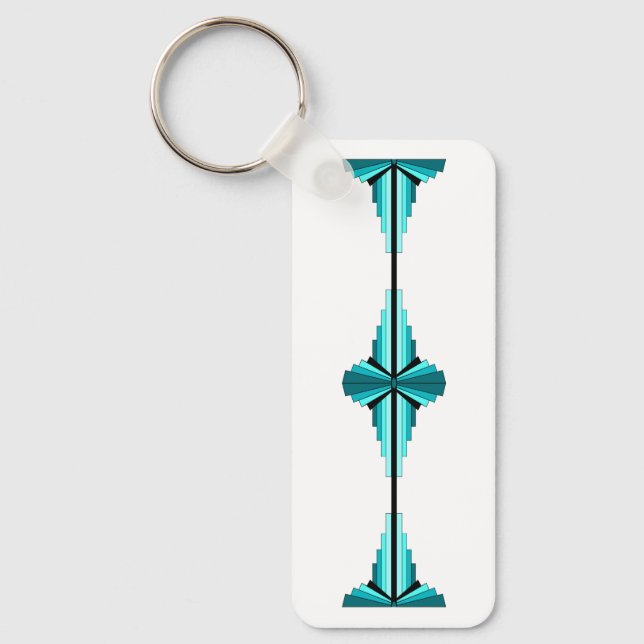 Art deco elements in teal green keychain (Front)