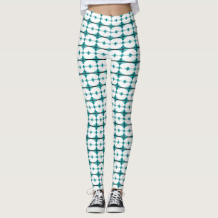 Art deco elements in teal green leggings