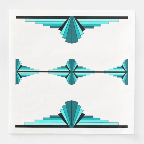 Art deco elements in teal green paper dinner napkins