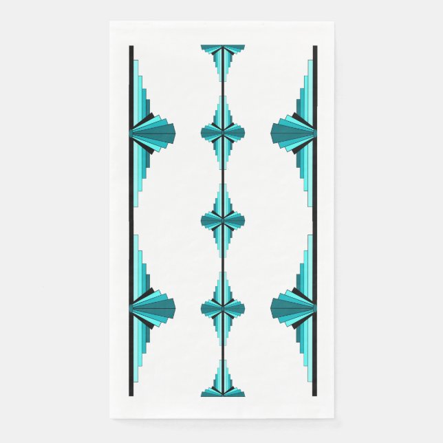 Art deco elements in teal green paper guest towels (Front)