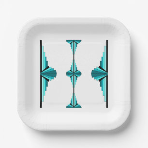 Art deco elements in teal green paper plate