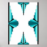 Art deco elements in teal green poster<br><div class="desc">A classic art deco style pattern created in teal green. The art deco style was popularised during the 1920s and 1930s.</div>