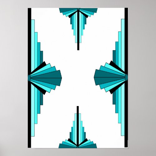 Art deco elements in teal green poster