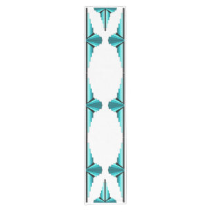 Art deco elements in teal green short table runner