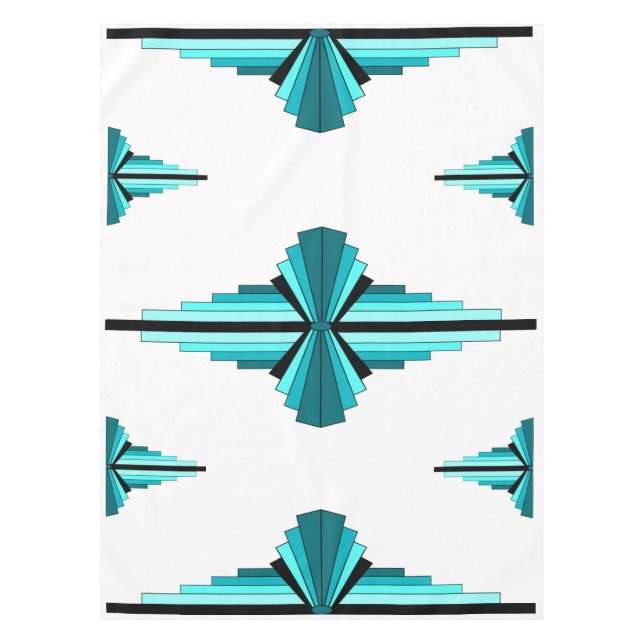 Art deco elements in teal green tablecloth (Front)