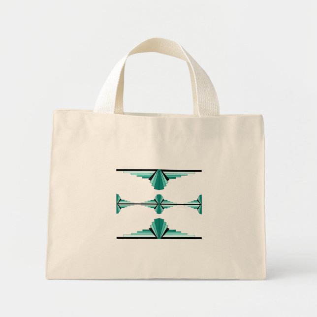 Art deco elements in teal mini tote bag (Front)