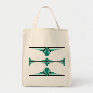 Art deco elements in teal tote bag