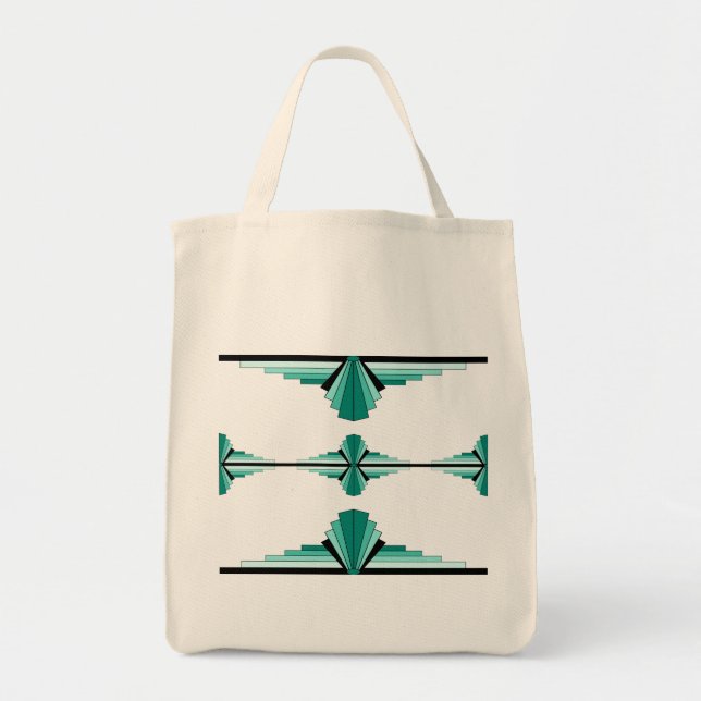 Art deco elements in teal tote bag (Front)