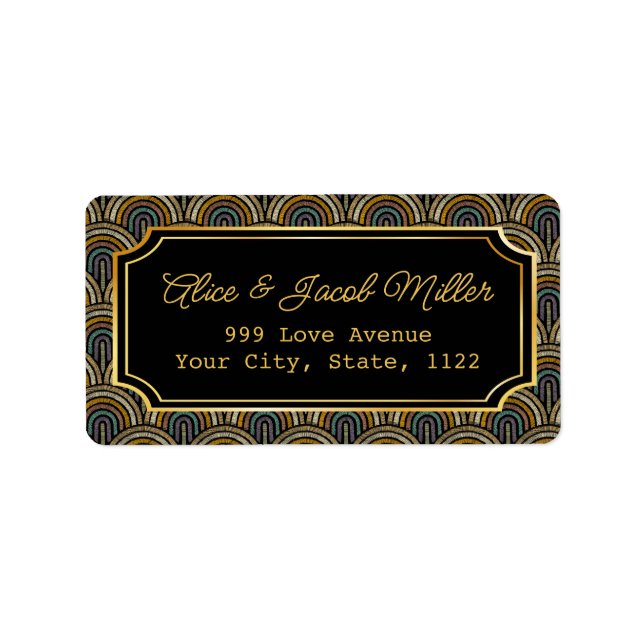 Art Deco Embroidered-Style Return Address Label (Front)