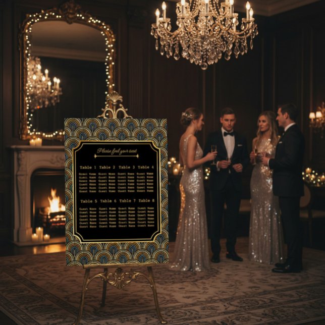 Art Deco Embroidered-Style Wedding Seating Chart  Foam Board (Creator Uploaded)