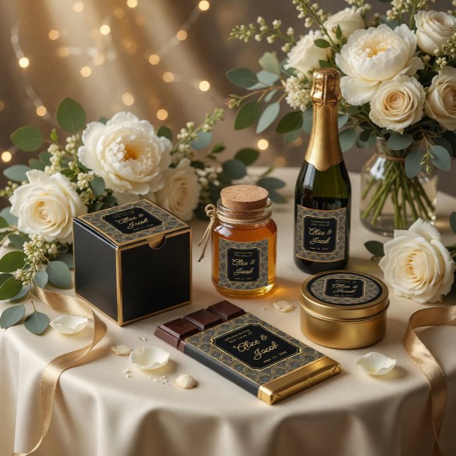 Art Deco Embroidered-Style Wedding Square Sticker (Creator Uploaded)