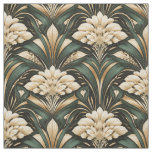 Art Deco Emerald Gilded Bloom Pattern Fabric