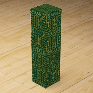 Art Deco Emerald & Gold Geometric Luxe Pattern Wine Box