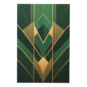 Art Deco Emerald Green and Gold Geometric