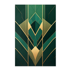 Art Deco Emerald Green and Gold Geometric