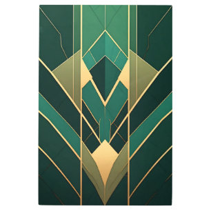 Art Deco Emerald Green and Gold Geometric