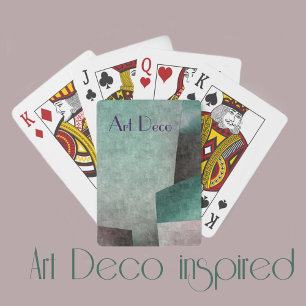 Art Deco Emerald Green and Mauve Personalized Poker Cards