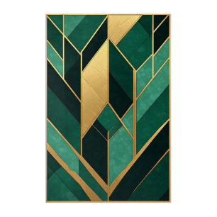 Art Deco Emerald Green Gold Acrylic Art
