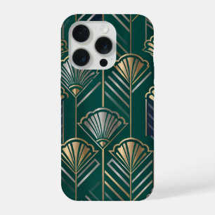 Art Deco Emerald Green Gold Geometric Vintage iPhone 15 Pro Case