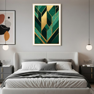 Art Deco Emerald Green Gold Poster