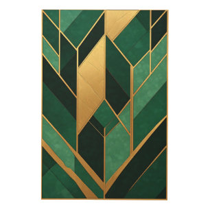 Art Deco Emerald Green Gold Wood Art