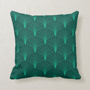 Art Deco Emerald Green Throw Pillow
