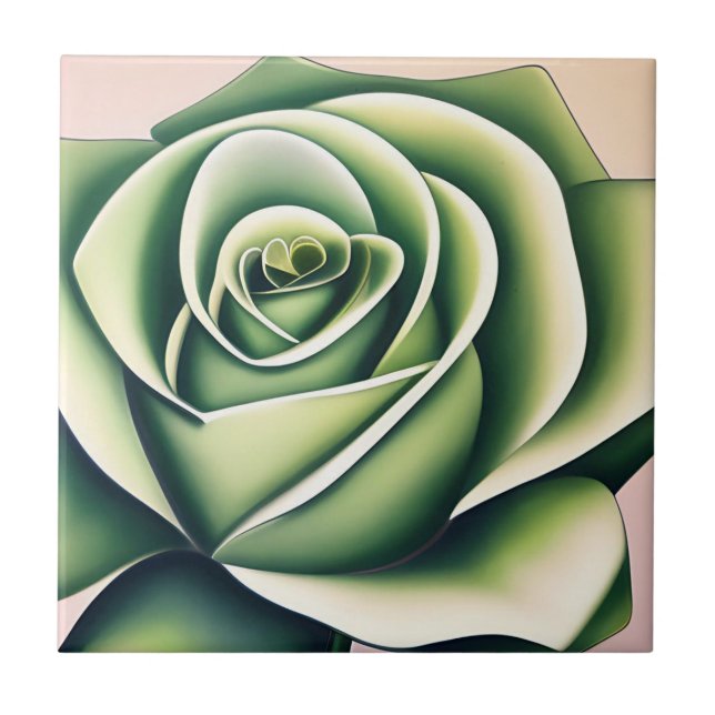 Art Deco Emerald Rose Tile (Front)