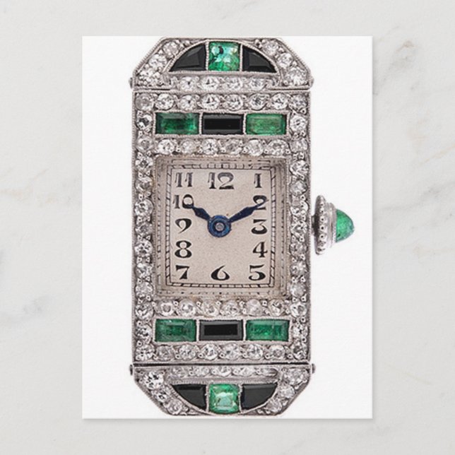 Art Deco Emeralds and Diamonds Watch Postcard (Front)