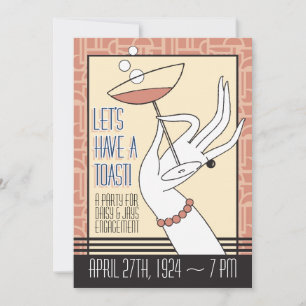 Art Deco Engagement Party Shower Invitations