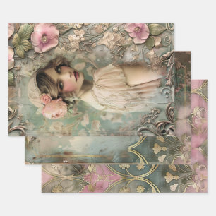 Art Deco Esthetics Heavy Weight Decoupage Wrapping Paper Sheets