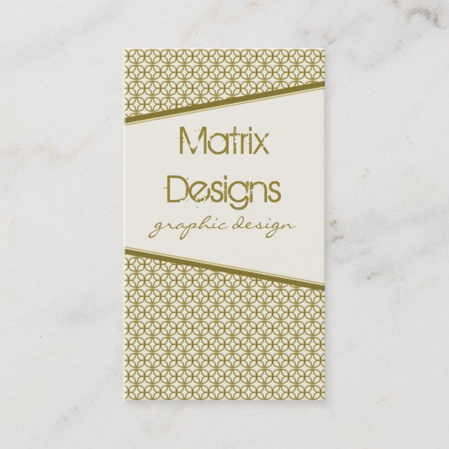 Art Deco Fab Business Card, Olive Green Card (Front)