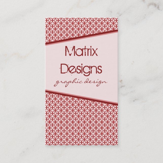 Art Deco Fab Business Card, Red Card (Front)