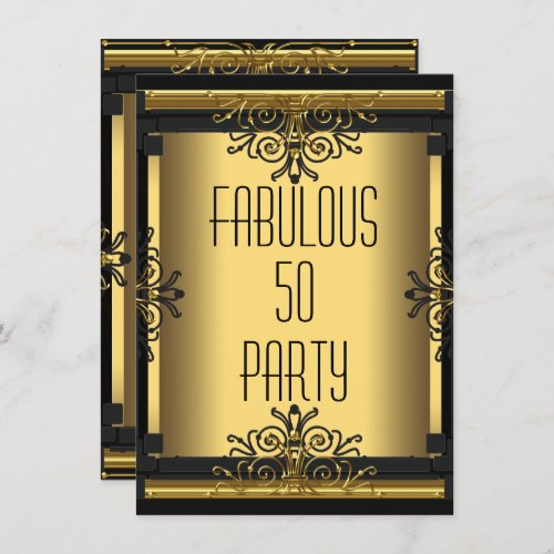 ART DECO Fabulous 50 50th Gatsby Birthday Party Invitation