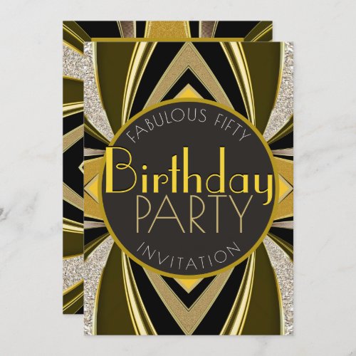 Art Deco  Fabulous 50 Birthday Gatsby Party Invitation