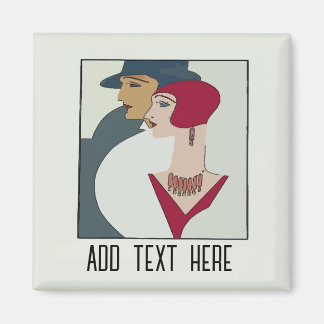 Art Deco Faces, add text Magnet