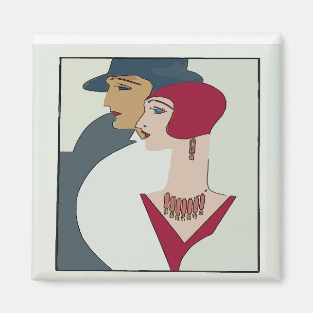 Art Deco Faces, add text Magnet (Front)