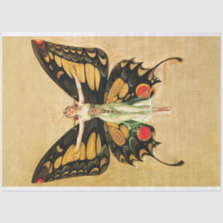 Art Deco Fairy Butterfly Woman Yellow Decoupage Tissue Paper
