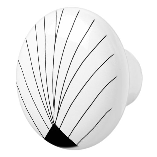 Art Deco Fan Design Black And White Ceramic Knob