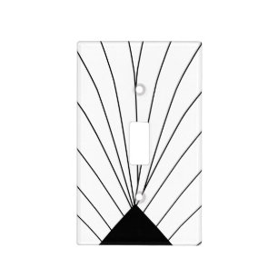 Art Deco Fan Design Black And White Light Switch Cover